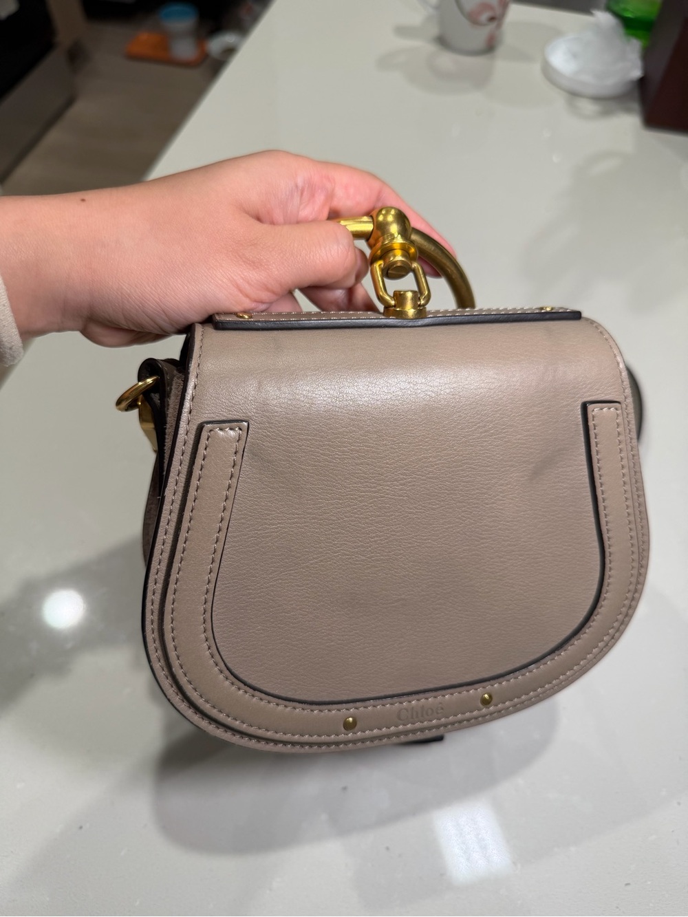 Chloé Nile Small Bracelet Bag in Motty Grey / Taupe - Picture 6 of 12